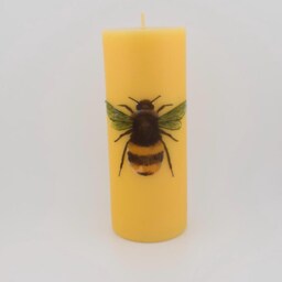 Bee Large Pillar Candles 100% Dorset Beeswax With A Decoupage Bee Decoration - thumbnail 2