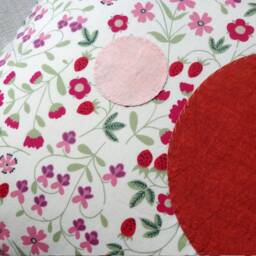 Decorative Cushion in Liberty Cotton Fabric With Flower & Strawberry Pattern, Square Shape, 40 X cm, Handmade - thumbnail 2