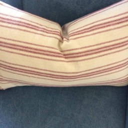 Grain Sack Pillow Cover - Farmhouse Lumbar Ticking Burgundy 12 Stripe Beige Fabric Zipper Closure - thumbnail 4
