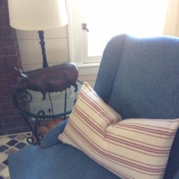 Grain Sack Pillow Cover - Farmhouse Lumbar Ticking Burgundy 12 Stripe Beige Fabric Zipper Closure - thumbnail 2