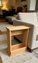 Solid Oak Slim Sofa Side Table - Narrow 20cm Deep Living Room Furniture UK