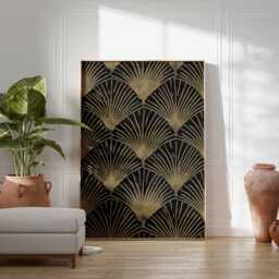 Art Deco Wall Print - Black & Gold Geometric Poster Vintage Glam Home Decor Elegant Abstract Pattern Design - thumbnail 2