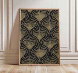 Art Deco Wall Print - Black & Gold Geometric Poster Vintage Glam Home Decor Elegant Abstract Pattern Design - thumbnail 1