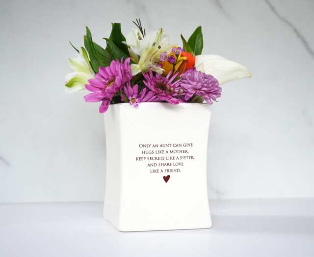 Aunt Christmas Gift, Holiday Gift - Unique Ready To Ship Square Vase - image 1