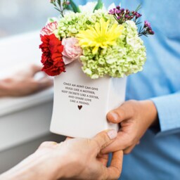Aunt Christmas Gift, Holiday Gift - Unique Ready To Ship Square Vase - thumbnail 2