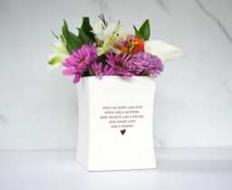 Aunt Christmas Gift, Holiday Gift - Unique Ready To Ship Square Vase - thumbnail 1