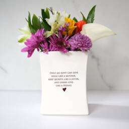 Aunt Christmas Gift, Holiday Gift - Unique Ready To Ship Square Vase - thumbnail 3