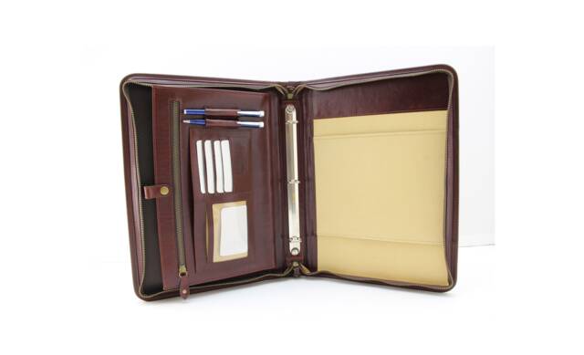 Personalized Brown Zippered Business Portfolio With 3-Ring Binder - image 1