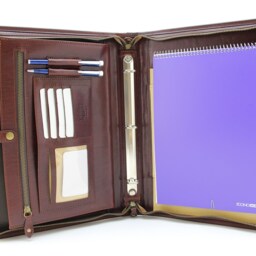 Personalized Brown Zippered Business Portfolio With 3-Ring Binder - thumbnail 2