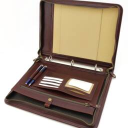 Personalized Brown Zippered Business Portfolio With 3-Ring Binder - thumbnail 3