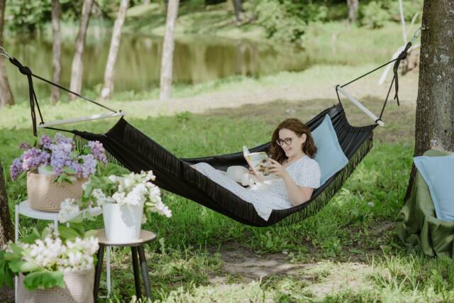Portable Garden Hammock Large Fringed Boho Hamaca For Beach Camping Outdoor With Tassels - image 1