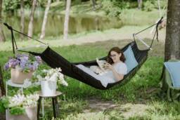 Portable Garden Hammock Large Fringed Boho Hamaca For Beach Camping Outdoor With Tassels - thumbnail 1