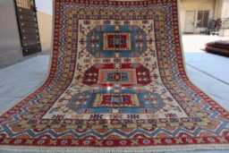 5x7 Ft Kazak Afghan Hand Knotted Area Rug, Luxury New Rug, Medallion Geometric Rug For Living Room