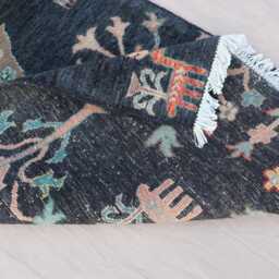 3x10 Black Runner Rug, Tree Of Life Pictorial Hand Knotted Wool Tribal Nomadic Home Decor Art 10 Ft Hallway Rug - thumbnail 4