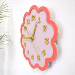 Framed Flower Layered Acrylic Wall Clock - Mauve & Papaya - thumbnail 3