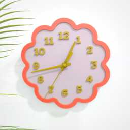 Framed Flower Layered Acrylic Wall Clock - Mauve & Papaya - thumbnail 1