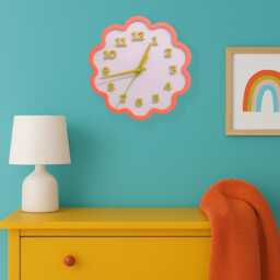 Framed Flower Layered Acrylic Wall Clock - Mauve & Papaya - thumbnail 2