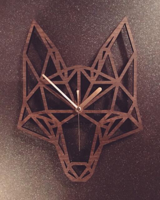 Fox Clock. Geometric Wooden Head Head. Perfect For Fox Lovers. Ideal Gift Obsessives. Your Friends With This - image 1
