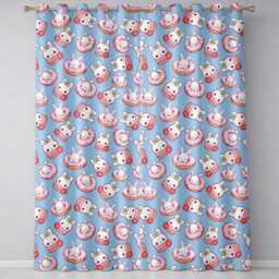 Cute Bunny Donut Dessert Kawaii Blue Background Seamless Pattern Readymade Eyelet Ring Top Thermal 100% Blackout Curtains - thumbnail 2