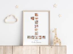 Personalised First Birthday Photo Baby Keepsake Print, One Year Custom Print With 12 Photos, 1st Unisex Gift - thumbnail 1