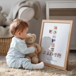 Personalised First Birthday Photo Baby Keepsake Print, One Year Custom Print With 12 Photos, 1st Unisex Gift - thumbnail 2