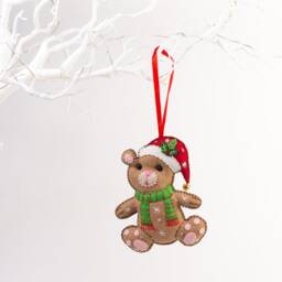 Felt Teddy Bear Christmas Ornament Hand-stitched Holiday Decor - thumbnail 2