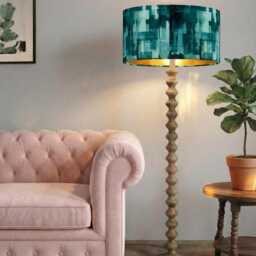 Handmade By Order Teal Green Blue Pixel Texture Abstract Art Design Print On Velvet Drum Lamp Shade Pendant Light All Shapes Size - thumbnail 2