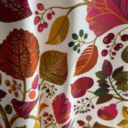 Cafe Curtains Kitchen Valance Cotton Leaf Retro Plant Rainbow Rod Pocket - thumbnail 4