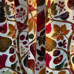 Cafe Curtains Kitchen Valance Cotton Leaf Retro Plant Rainbow Rod Pocket - thumbnail 3