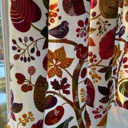 Cafe Curtains Kitchen Valance Cotton Leaf Retro Plant Rainbow Rod Pocket - thumbnail 2