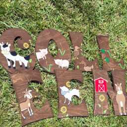 Hand Painted Farm Animal Wood Letters Nursery Wall Decor - thumbnail 2