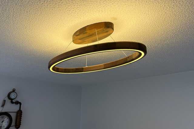 Wooden Oval Led Pendant Light - Walnut Or Oak Flush Mount Handmade in UK - image 1