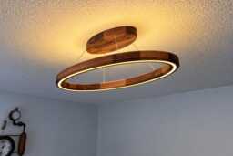 Wooden Oval Led Pendant Light - Walnut Or Oak Flush Mount Handmade in UK