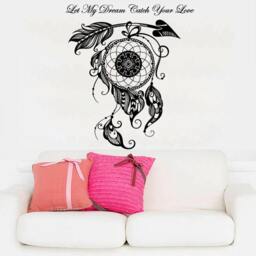 Quote Wall Decals Let My Dream Vinyl Sticker Feather Arrow Heart Dreamcatcher Boho Bedding Catcher Decal Home Decor Bohemian Ms762 - thumbnail 1
