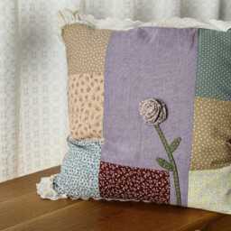 Convertible Pillow Blanket With Handmade Fabric Rose - thumbnail 2