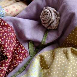 Convertible Pillow Blanket With Handmade Fabric Rose - thumbnail 3