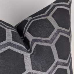 Hex Black Geometric Cushion Cover Double Sided Modern Sofa Bed Pillow Cover Noir Pillow Case Ebony - thumbnail 4