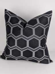 Hex Black Geometric Cushion Cover Double Sided Modern Sofa Bed Pillow Cover Noir Pillow Case Ebony