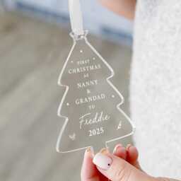 Personalised Babys 1st Christmas Bauble, Nanny & Grandad First Christmas, New Baby Gift, Grandparents Bauble Decoration - thumbnail 3