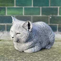 Stone Cat Statue Outdoor Ornament Kitten Sculpture Decoration For Garden Cat Concrete Memorial Pet Figurine Yard Lying Cute Animal - thumbnail 3