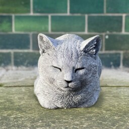 Stone Cat Statue Outdoor Ornament Kitten Sculpture Decoration For Garden Cat Concrete Memorial Pet Figurine Yard Lying Cute Animal - thumbnail 2
