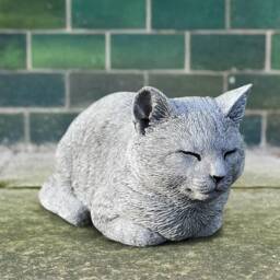 Stone Cat Statue Outdoor Ornament Kitten Sculpture Decoration For Garden Cat Concrete Memorial Pet Figurine Yard Lying Cute Animal - thumbnail 1