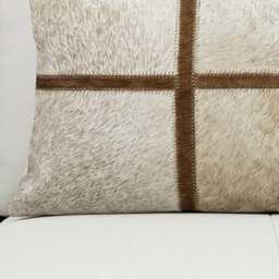 Cowhide Cushion Cover 30x50 Light Beige Leather Pillow Rustic Farmhouse Decor Natural Hairon Hide Western Style Patchwork Throw Handmade - thumbnail 2