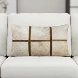Cowhide Cushion Cover 30x50 Light Beige Leather Pillow Rustic Farmhouse Decor Natural Hairon Hide Western Style Patchwork Throw Handmade