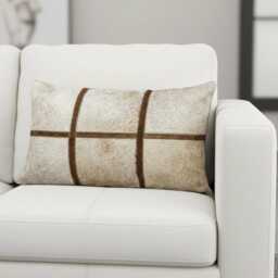 Cowhide Cushion Cover 30x50 Light Beige Leather Pillow Rustic Farmhouse Decor Natural Hairon Hide Western Style Patchwork Throw Handmade - thumbnail 3