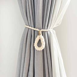 Looped Cotton Curtain Tie Back, Coastal Bohemian Boho Chic Hamptons Decor - thumbnail 1