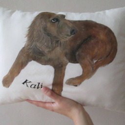 Personalized Pet Portrait Pillow, Hand-Painted Dog Or Cat Throw Pillow - thumbnail 3