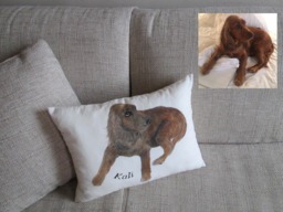 Personalized Pet Portrait Pillow, Hand-Painted Dog Or Cat Throw Pillow - thumbnail 1