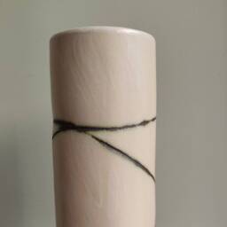 Handmade Ceramic Minimal Design Vase, Stoneware Flower White Vase With Green Texture, Home Decor, Modern Unique Decorative Pottery - thumbnail 3