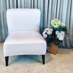 Slipcover Gold Suede Stretch Chair Cover For Armless Chair, Slipper Accent Parsons Side Chair, Gray. Beige